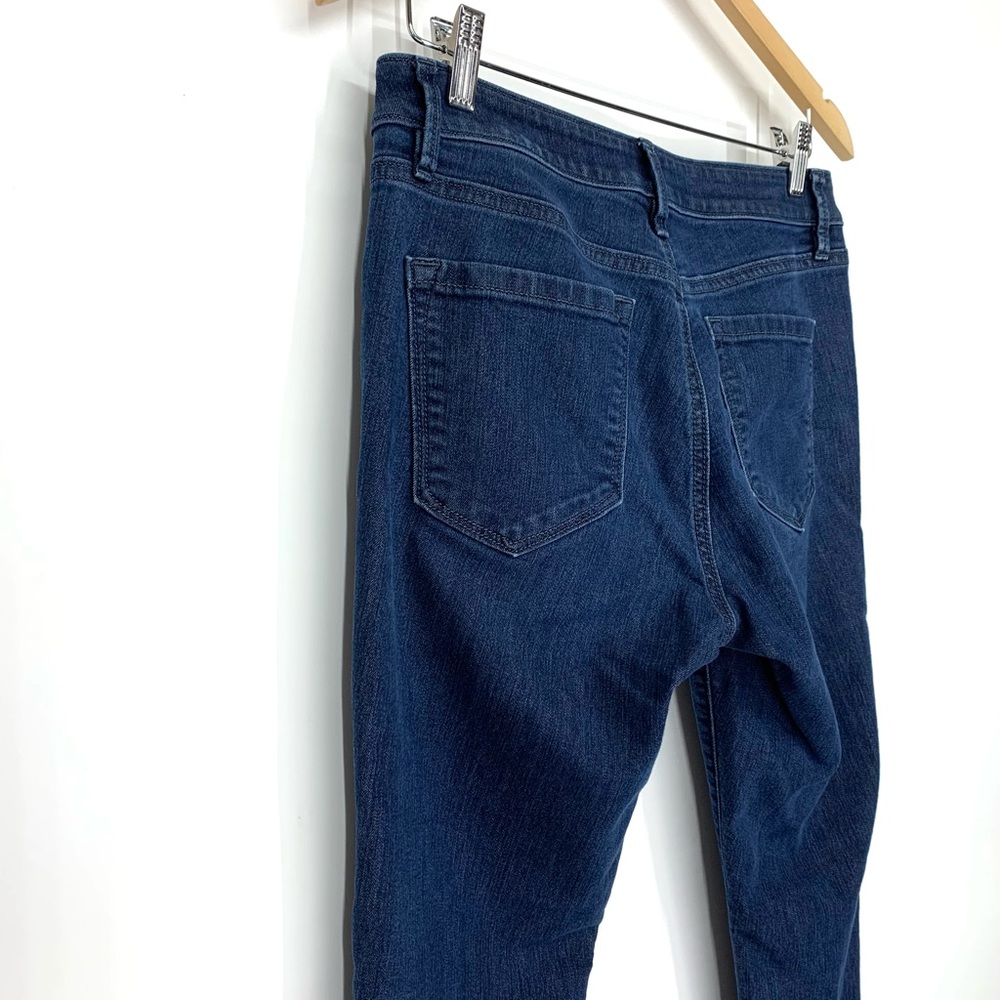 Ann Taylor LOFT Dark Wash Curvy Skinny Ankle Jeans With Side Zipper Detail - Picture 8 of 16